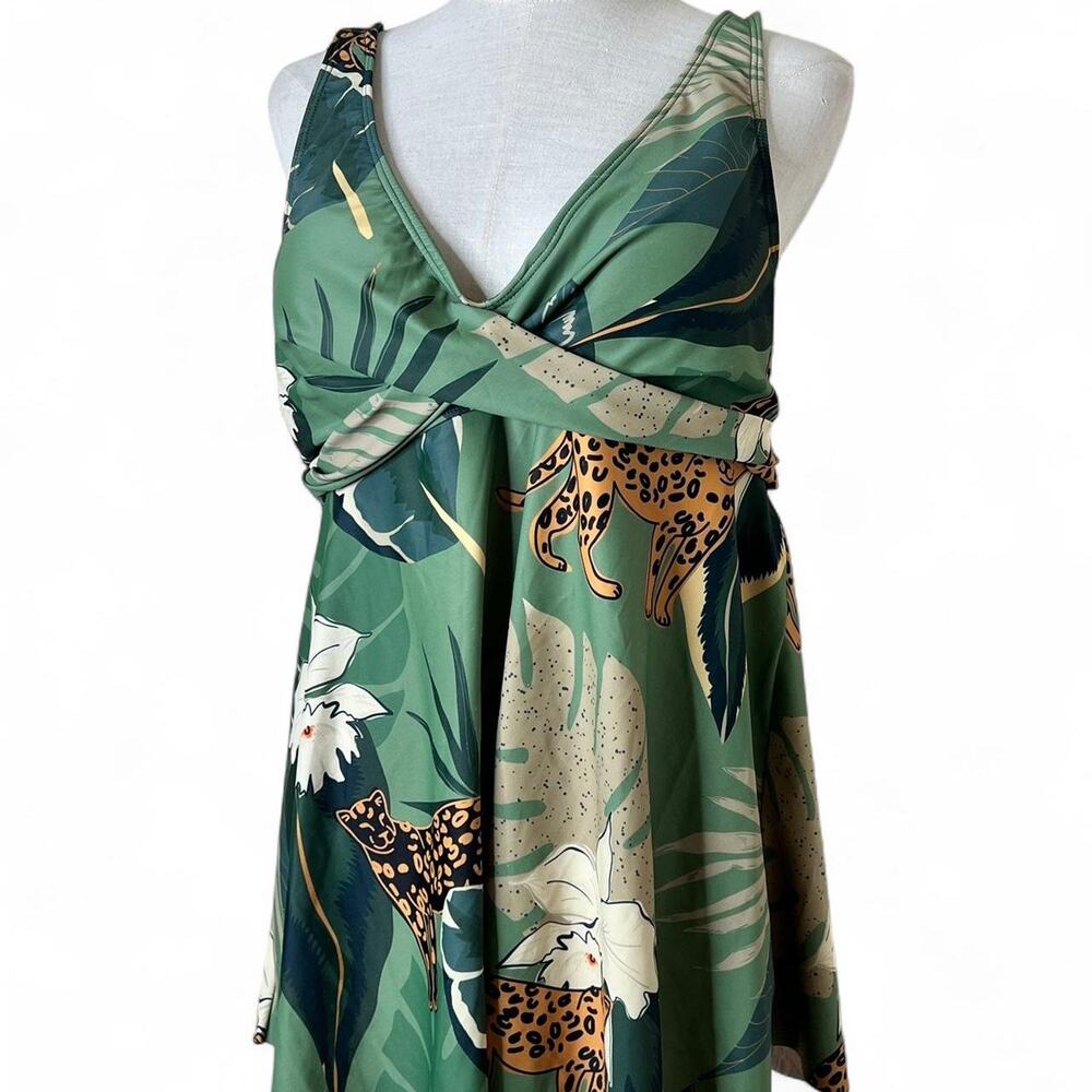 Eclectic cheetah animal print graphic tankini